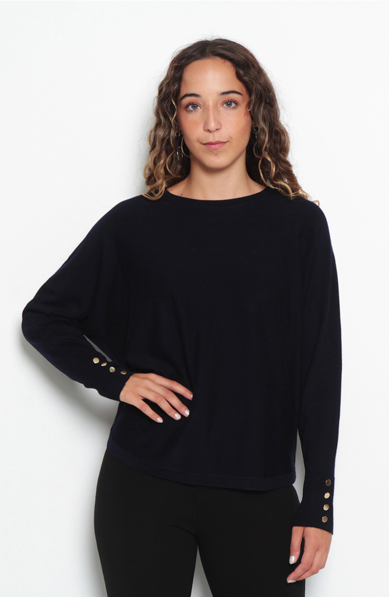SWEATER MANGA LARGA SOLIDO ESCOTE REDONDO