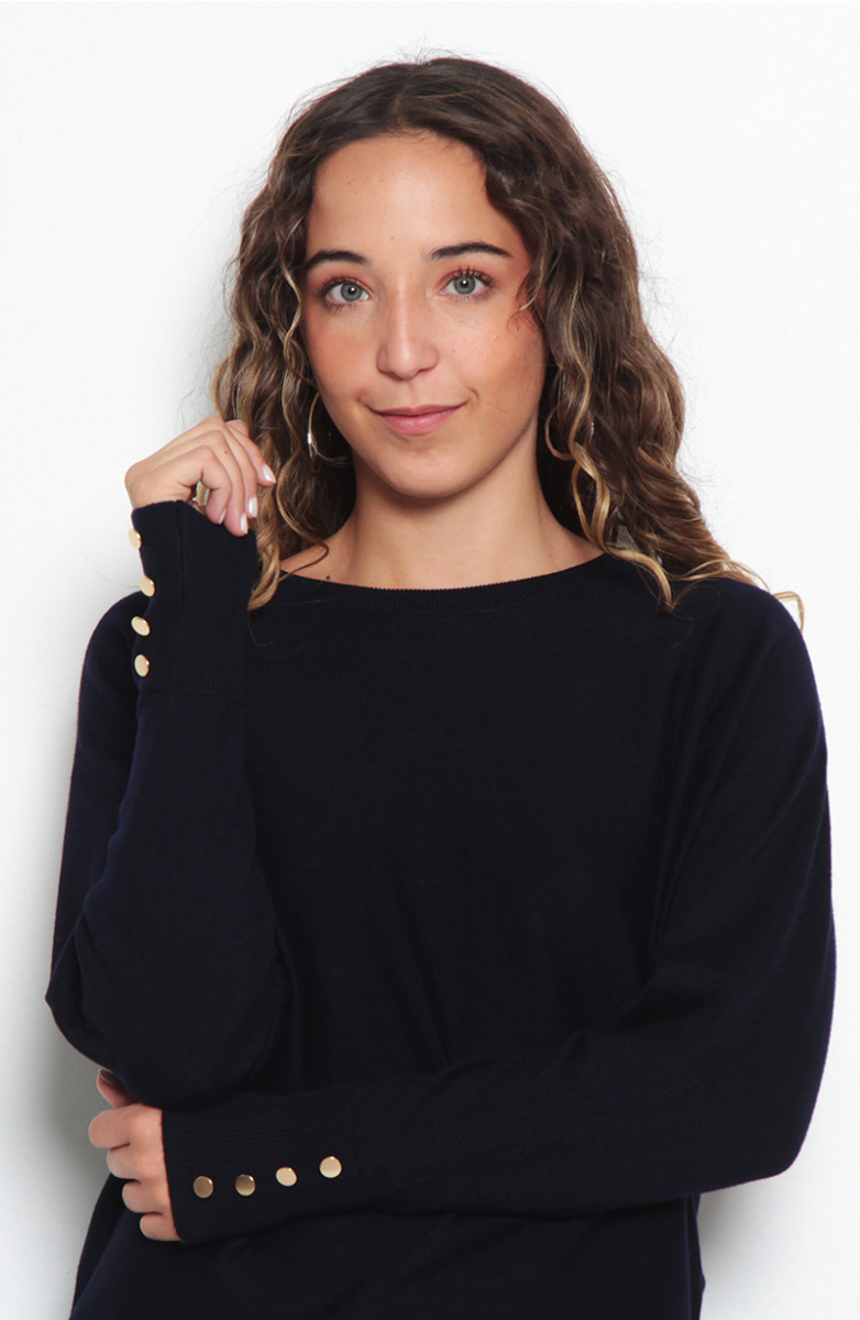 SWEATER MANGA LARGA SOLIDO ESCOTE REDONDO