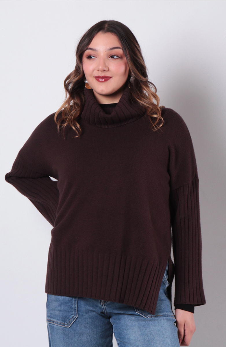 SWEATER MANGA LARGA CUELLO ALTO