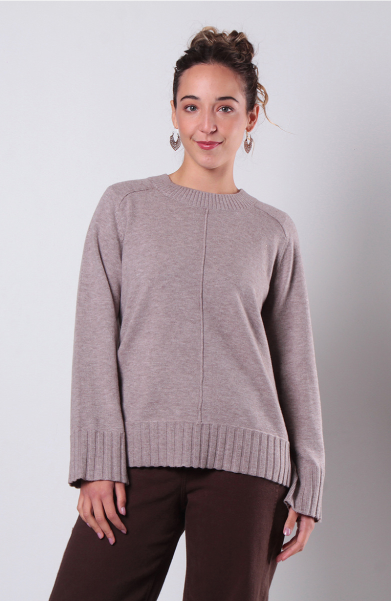 SWEATER MANGA LARGA ESCOTE REDONDO CON TEXTURA