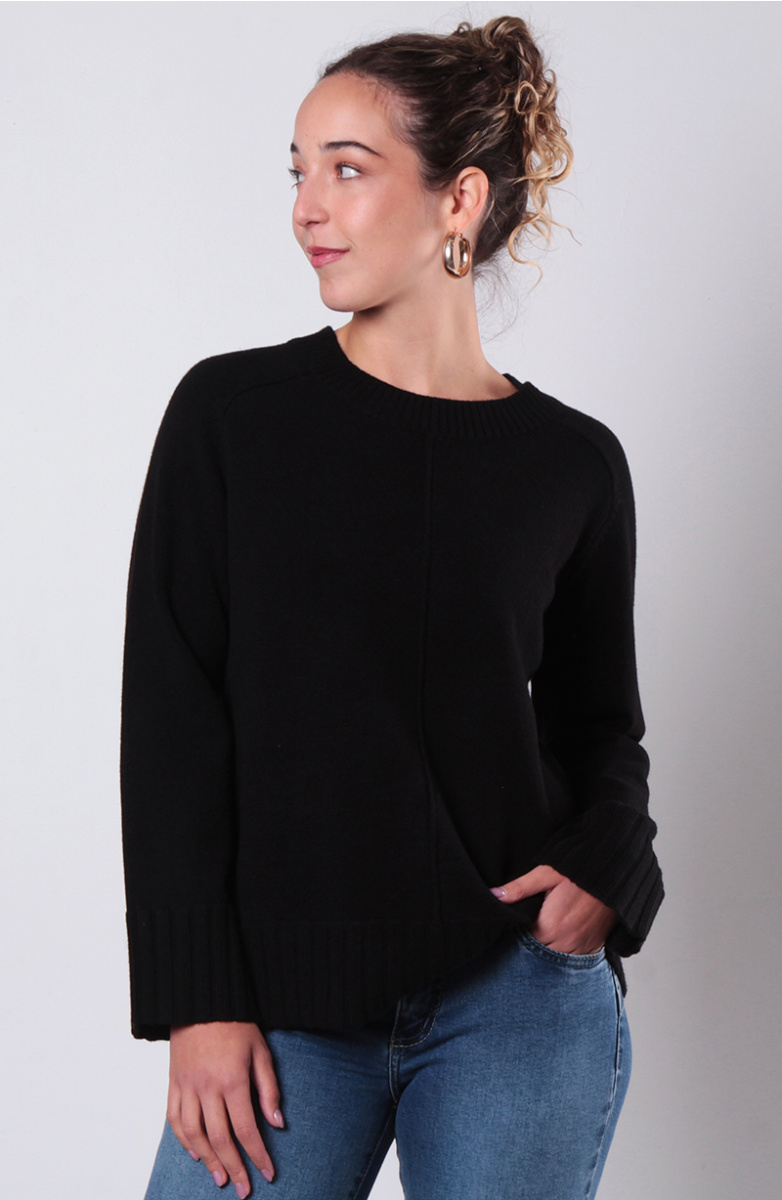 SWEATER MANGA LARGA ESCOTE REDONDO CON TEXTURA