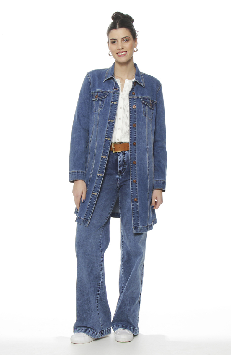 CHAQUETA DENIM MANGA LARGA ABOTONADA EN DELANTERO