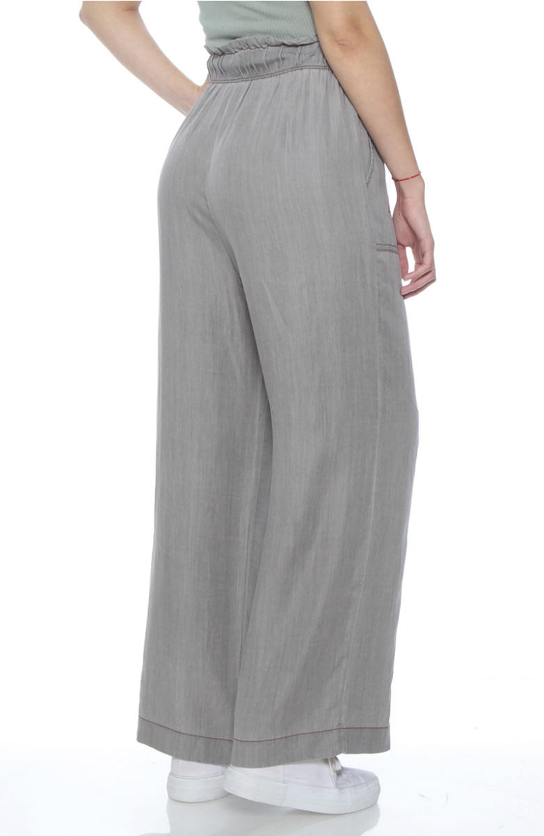 PANTALON LYOCELL WIDE LEG TIRO ALTO PRETINA ELASTICADA CON LAZO