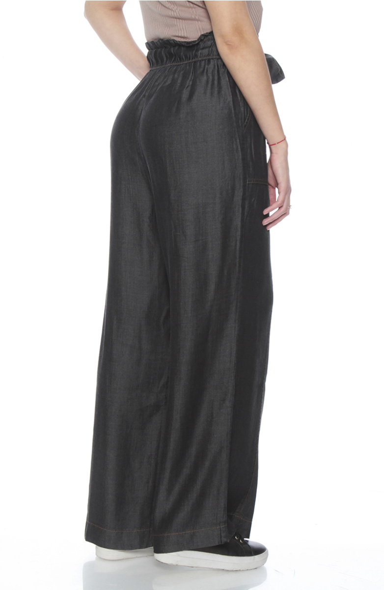 PANTALON LYOCELL WIDE LEG TIRO ALTO PRETINA ELASTICADA CON LAZO