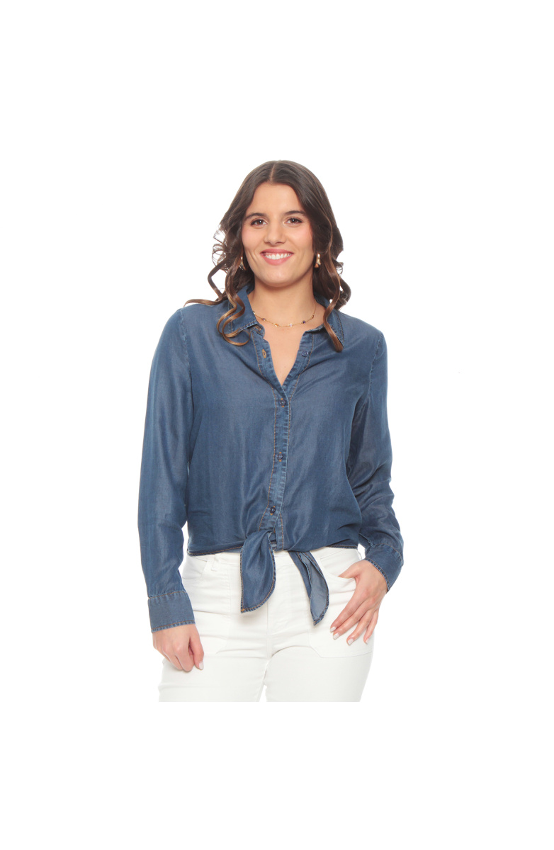 BLUSA LYOCELL MANGA LARGA ABOTONADA EN EL DELANTERO