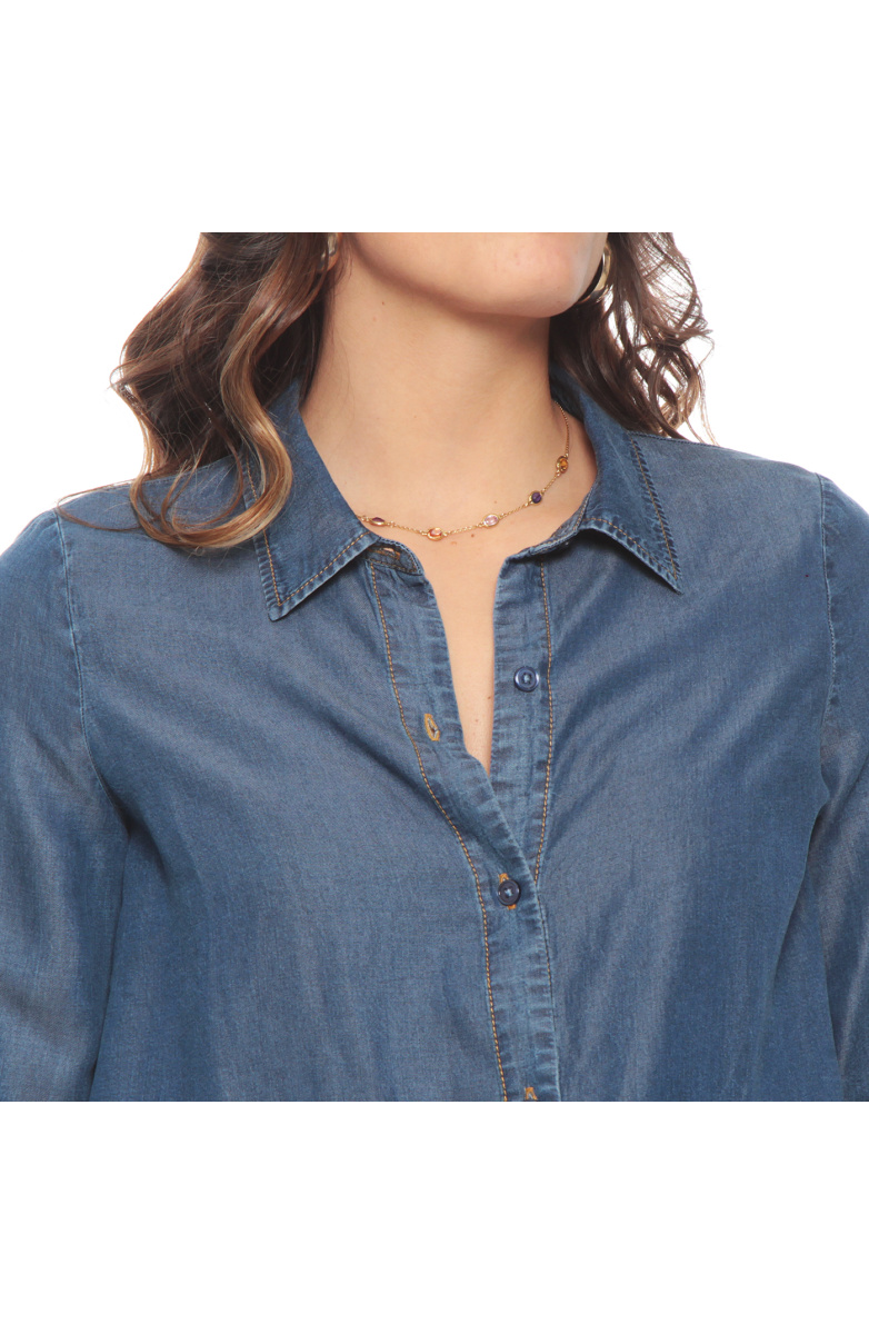 BLUSA LYOCELL MANGA LARGA ABOTONADA EN EL DELANTERO