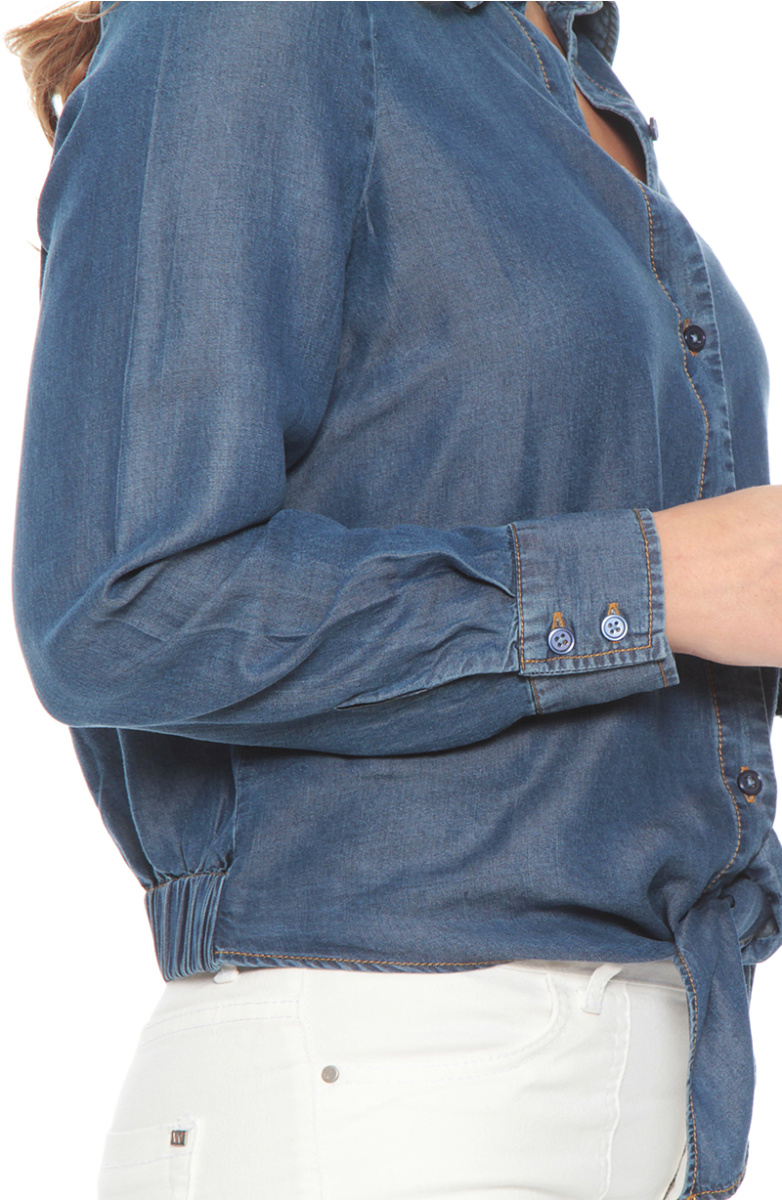 BLUSA LYOCELL MANGA LARGA ABOTONADA EN EL DELANTERO