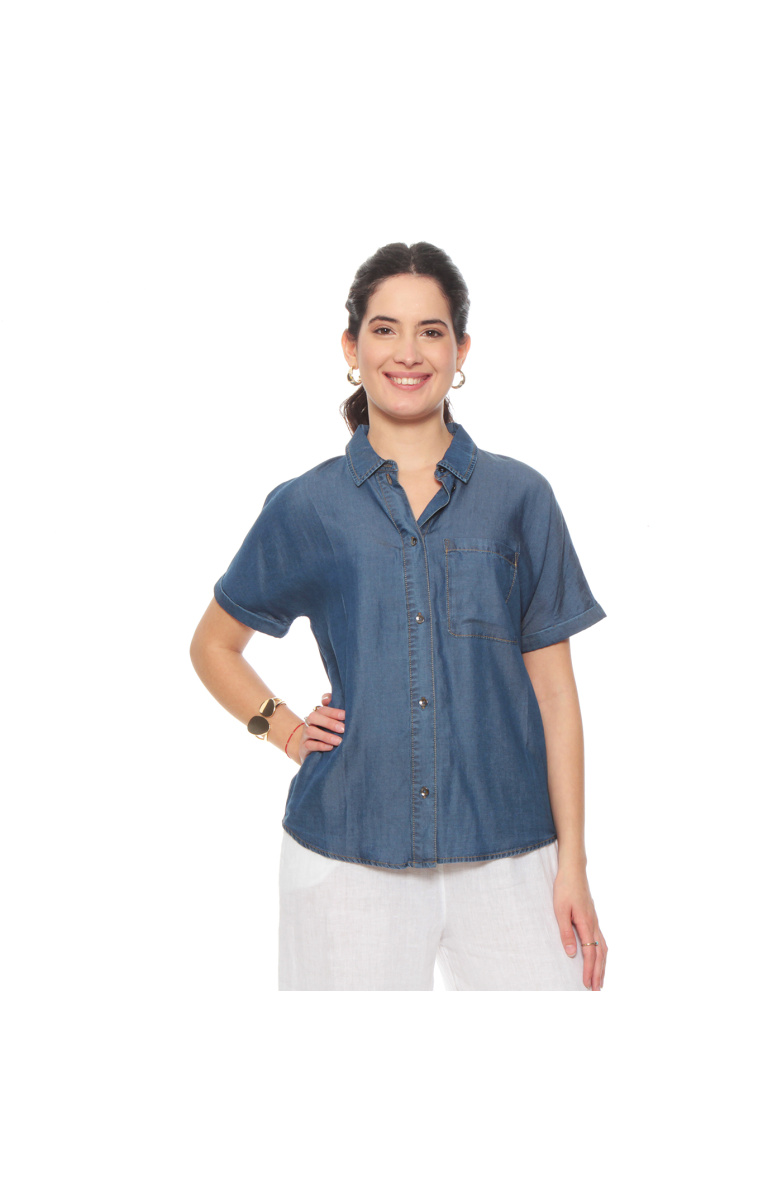 BLUSA LYOCELL ABOTONADA MANGA CORTA CON BOLSILLO