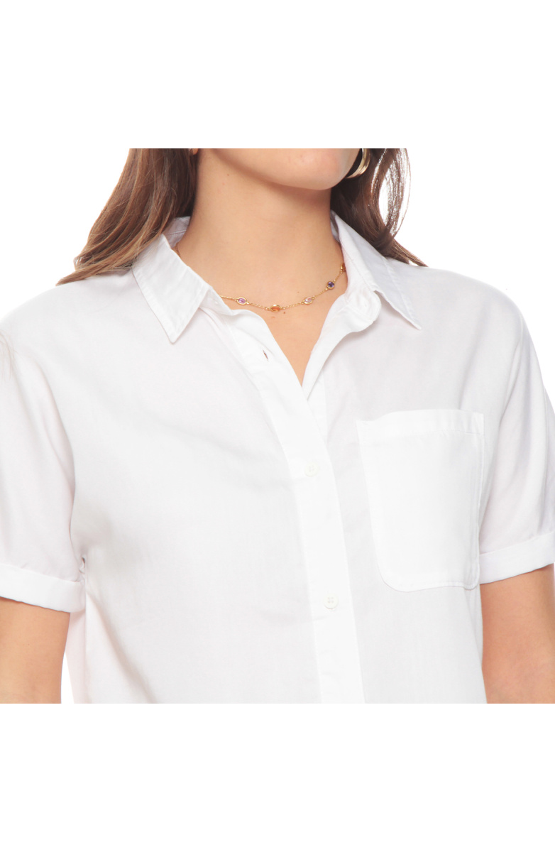 BLUSA MANGA CORTA LYOCELL ABOTONADA EN DELANTERO Y BOLSILLO