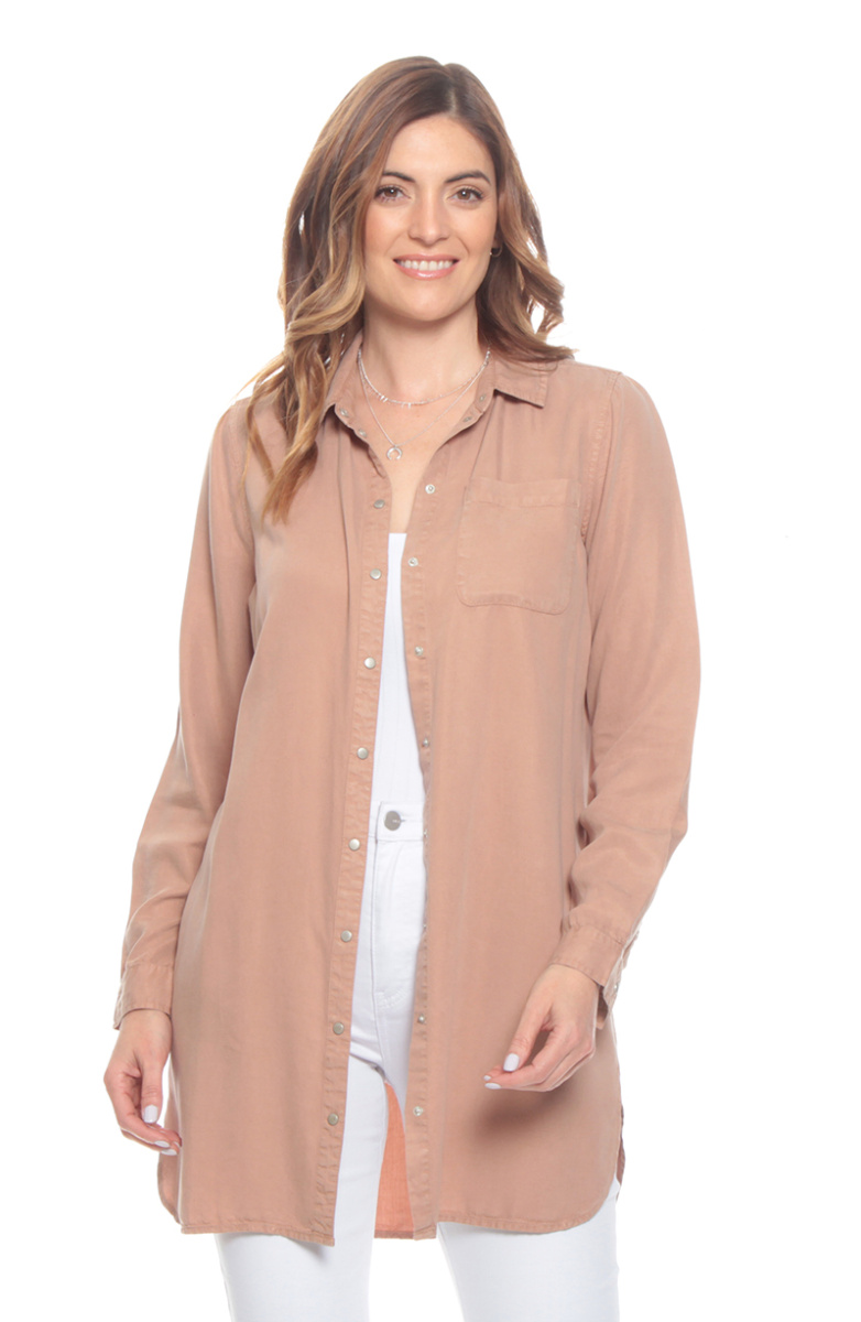BLUSA MANGA LARGA SOLIDO CON BROCHES