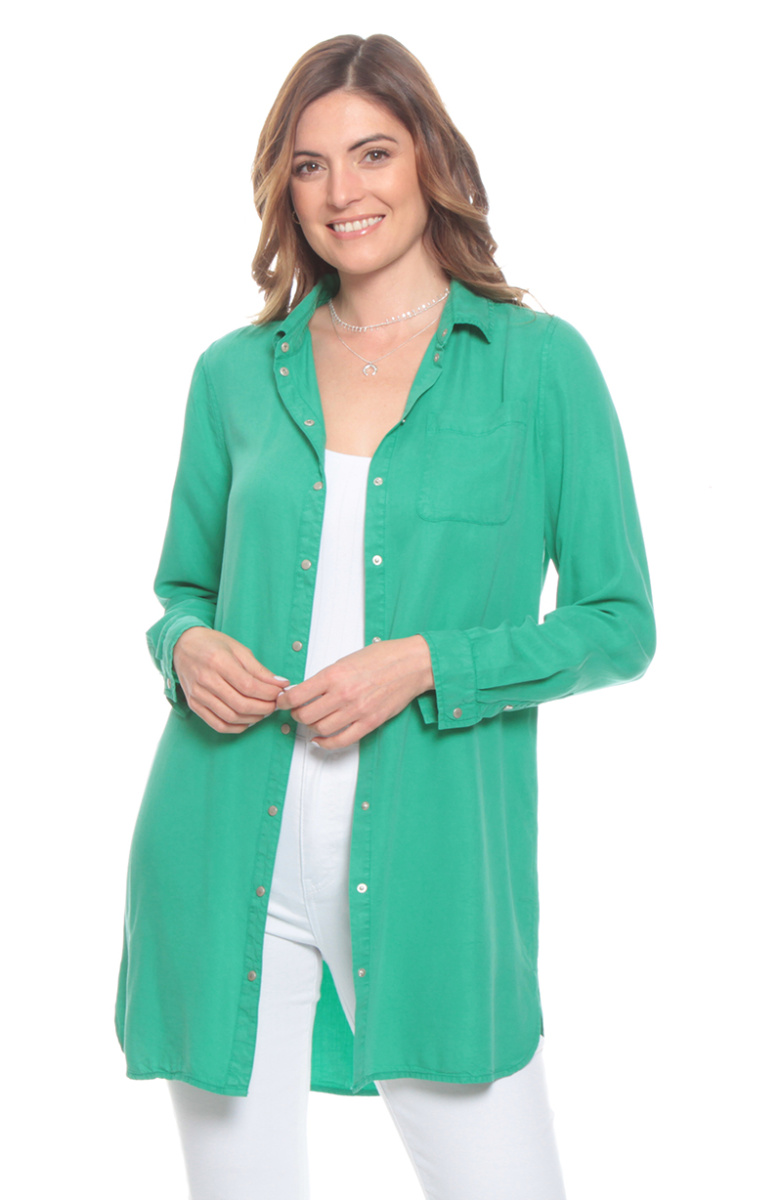 BLUSA MANGA LARGA SOLIDO CON BROCHES