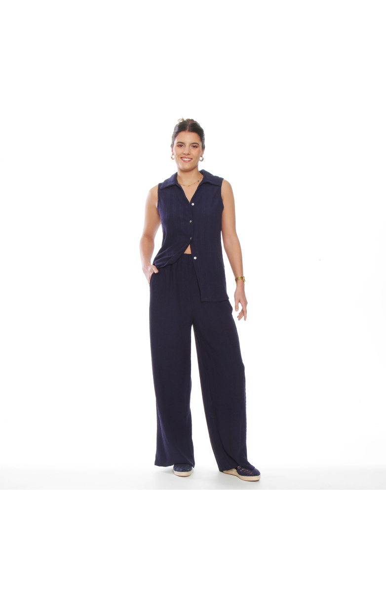 CONJUNTO BLUSA SIN MANGA Y PANTALON WIDE LEG