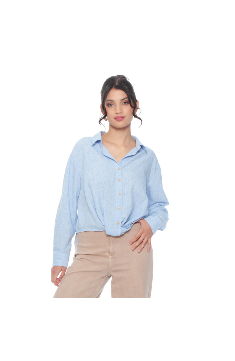 BLUSA MANGA LARGA ABOTONADA EN DELANTERO