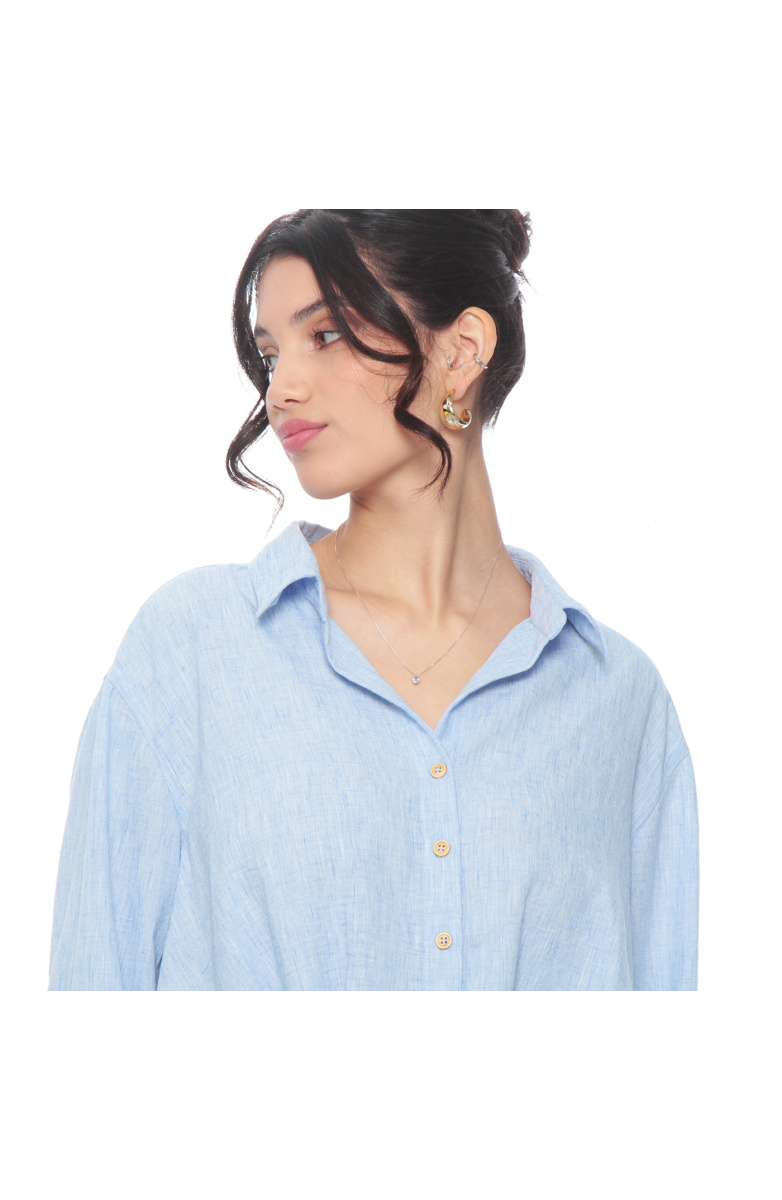 BLUSA MANGA LARGA ABOTONADA EN DELANTERO