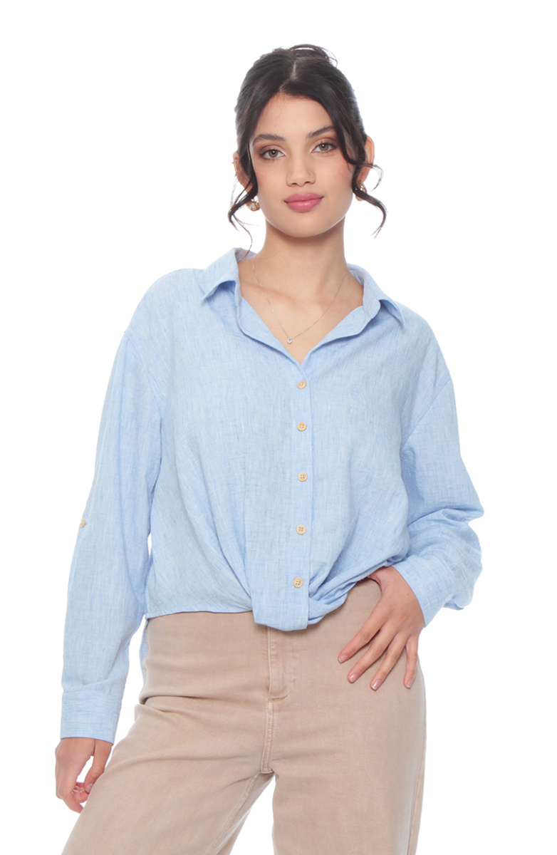 BLUSA MANGA LARGA ABOTONADA EN DELANTERO