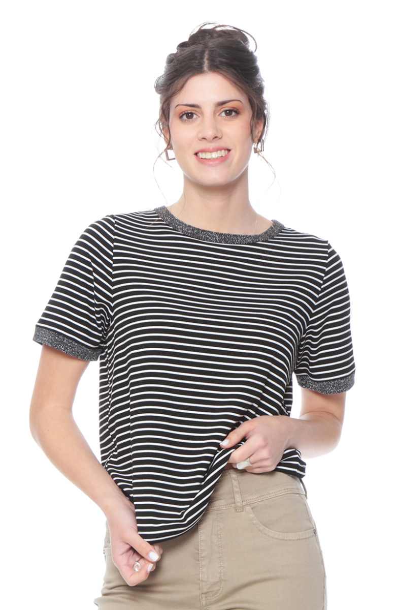 POLERA MANGA CORTA LISTADA ESCOTE REDONDO