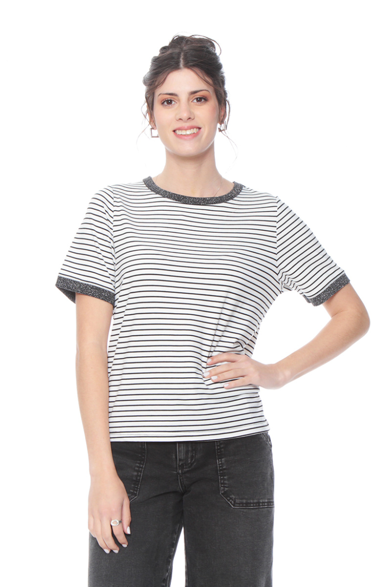 POLERA MANGA CORTA LISTADA ESCOTE REDONDO