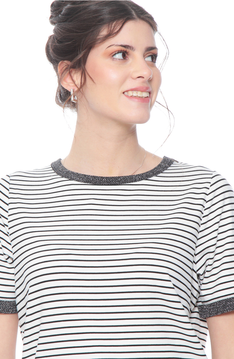 POLERA MANGA CORTA LISTADA ESCOTE REDONDO