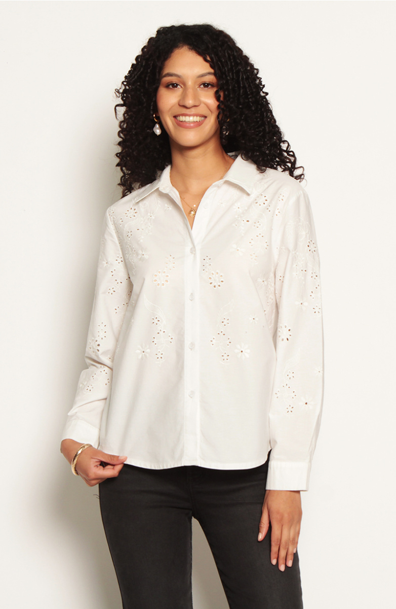 BLUSA MANGA LARGA CON BRODERY EN DELANTERO