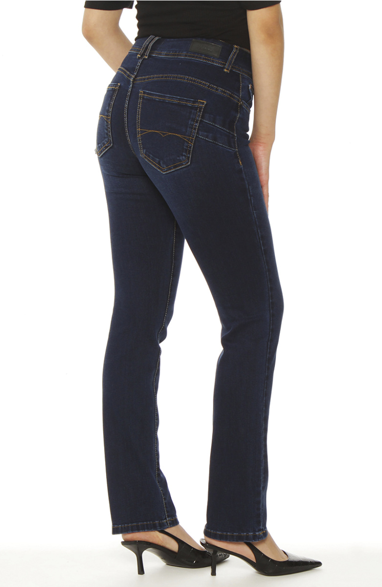 JEANS SLIM TIRO ALTO PUSH UP PRETINA MEDIA 2 BOTONES