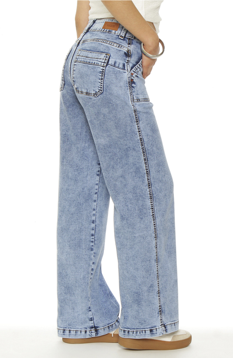 JEANS CARGO RECTO TIRO ALTO PRETINA BASICA 1 BOTON
