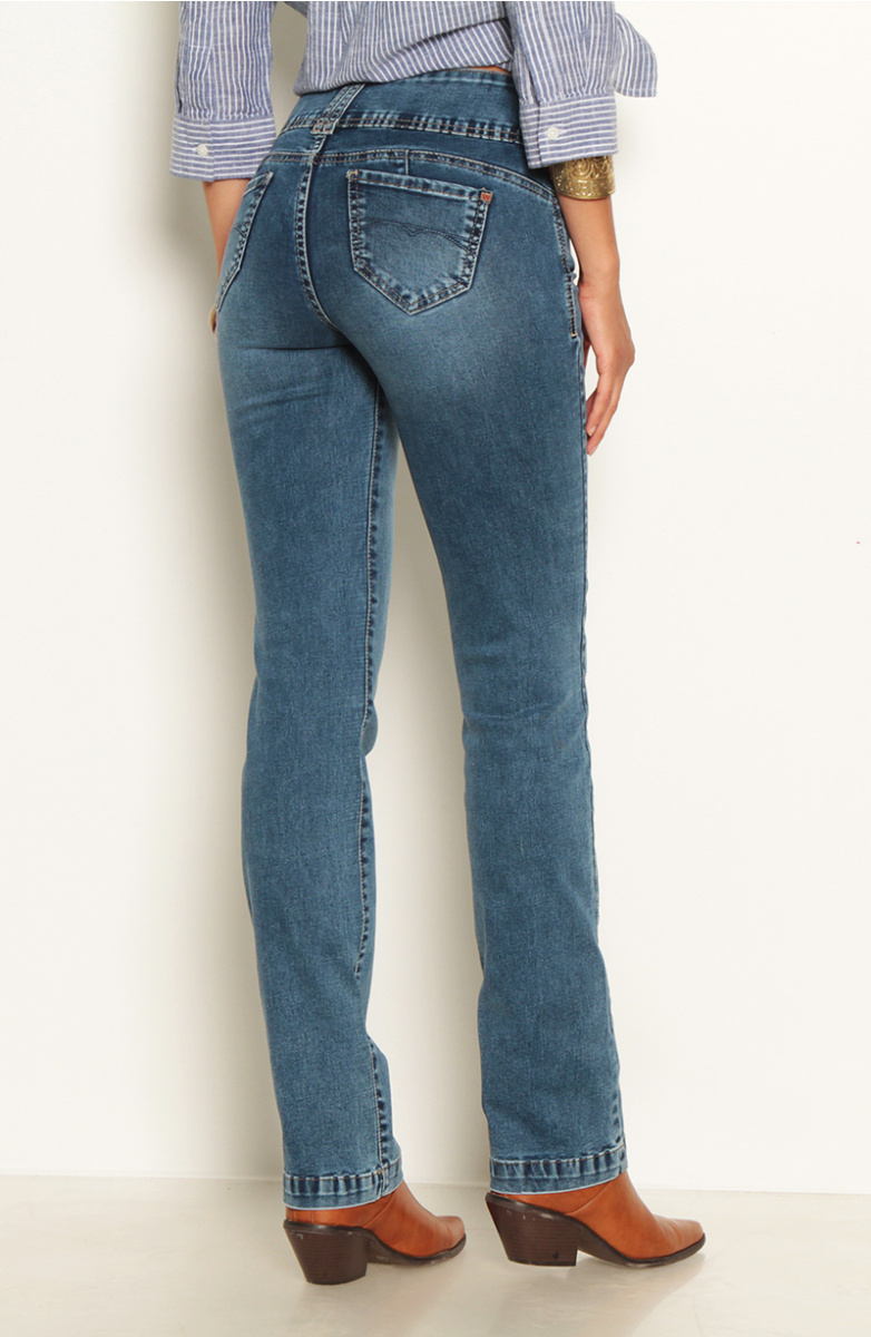 JEANS RECTO PRETINA ALTA TIRO ALTO DOS BOTONES