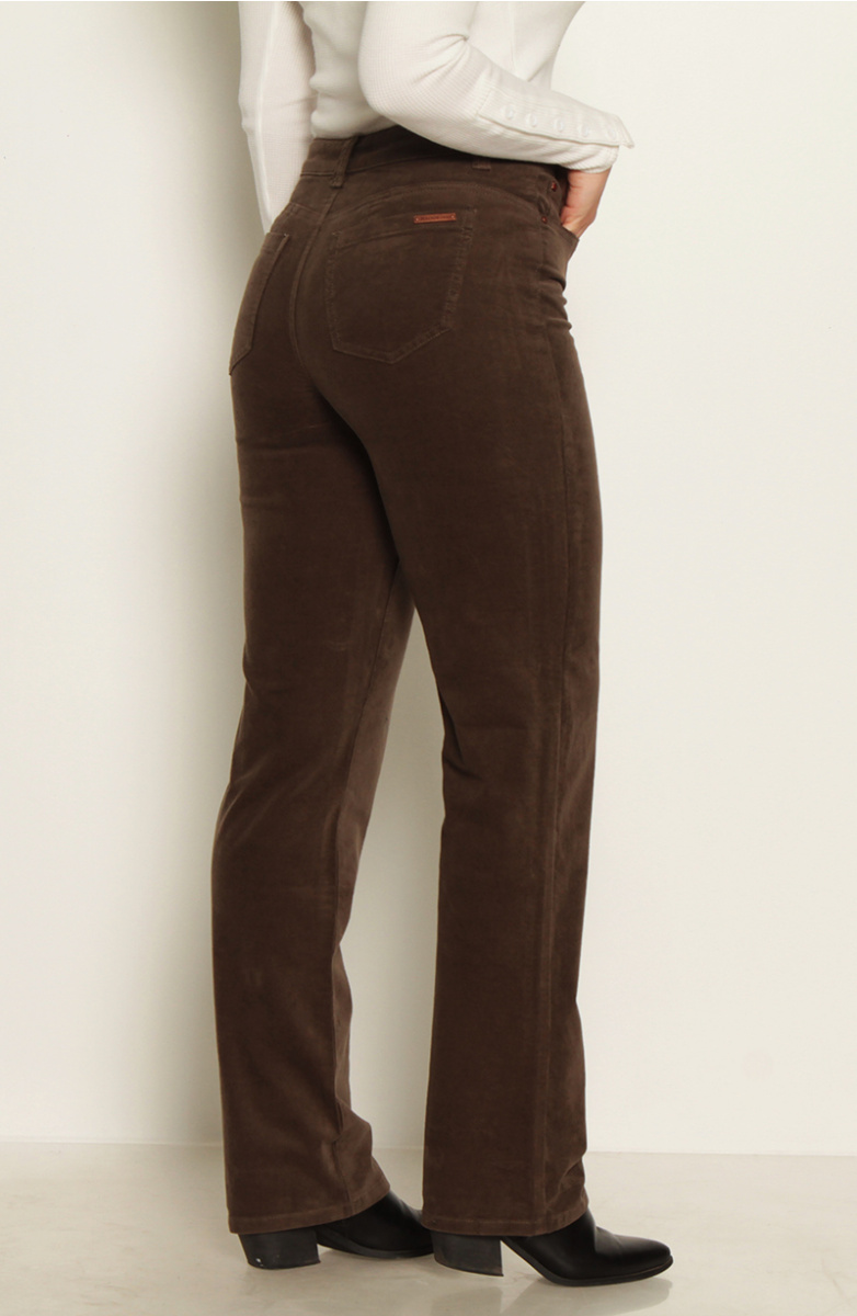 PANTALON COTELE RECTO PUSH IN PUSH UP PRETINA  BASICA UN BOTON