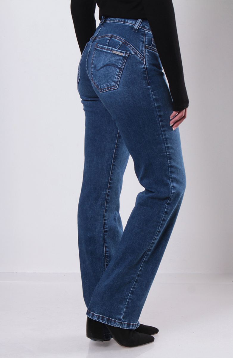 JEANS PUSH UP RECTO TIRO MEDIO PRETINA BASICA UN BOTON