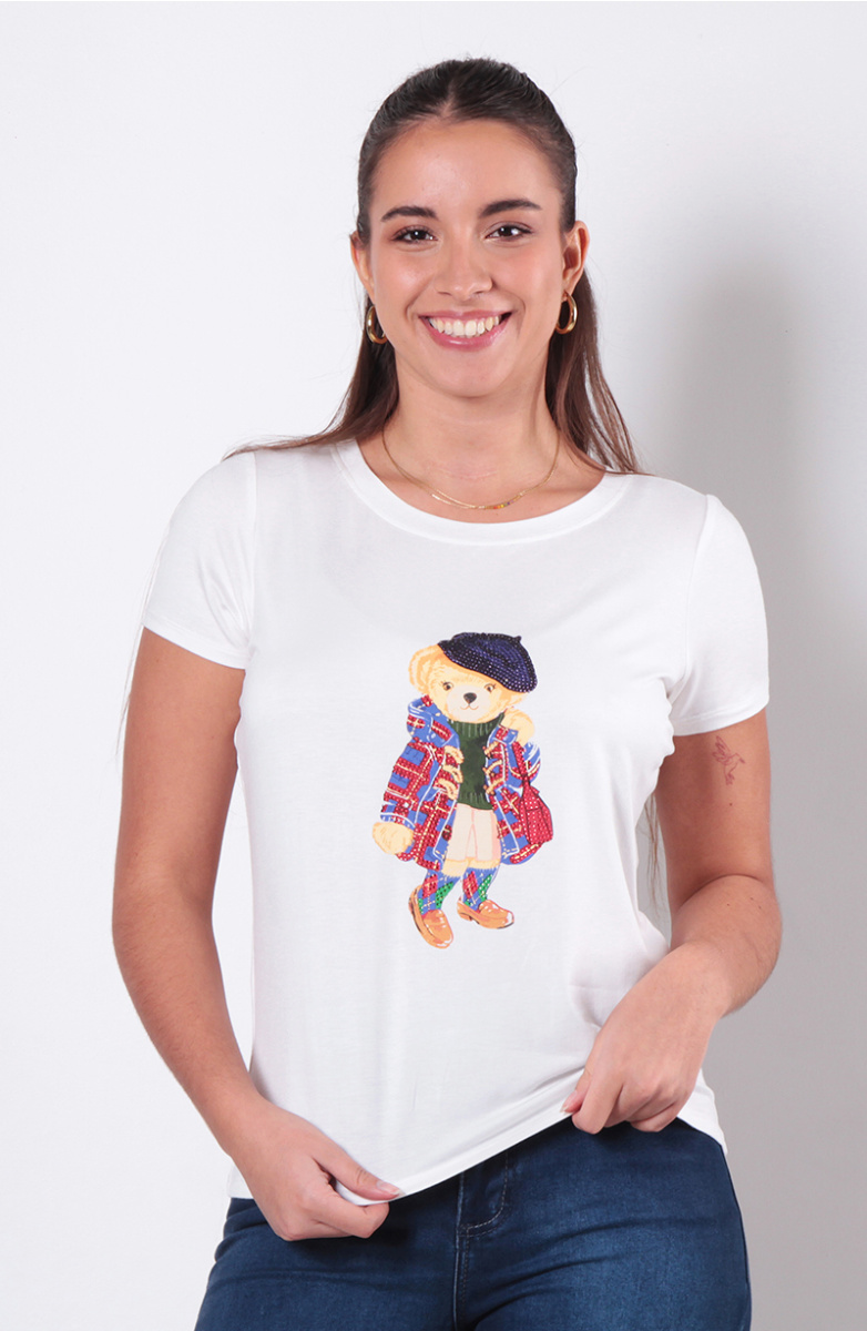 POLERA MANGA CORTA CON ESTAMPADO OSITO