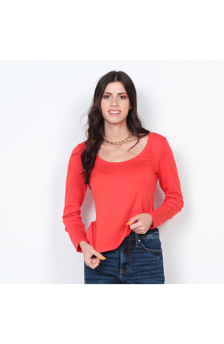 POLERA MANGA LARGA SOLIDA ESCOTE REDONDO