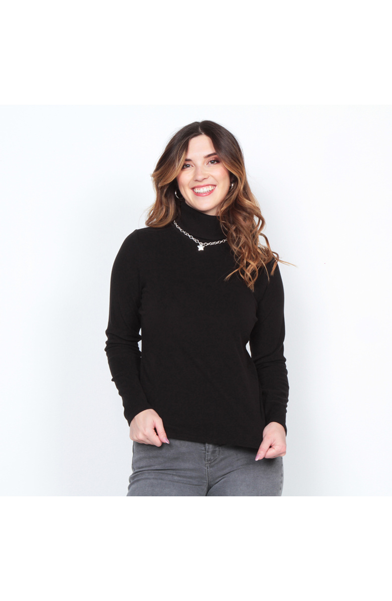 POLERA MANGA LARGA SOLIDA CON CUELLO ALTO