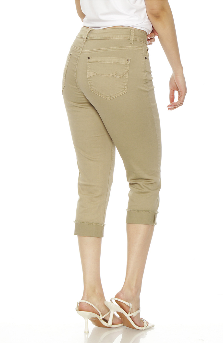 PANTALON PITILLO CROP CON BASTA ROLL UP PRETINA BASICA UN BOTON