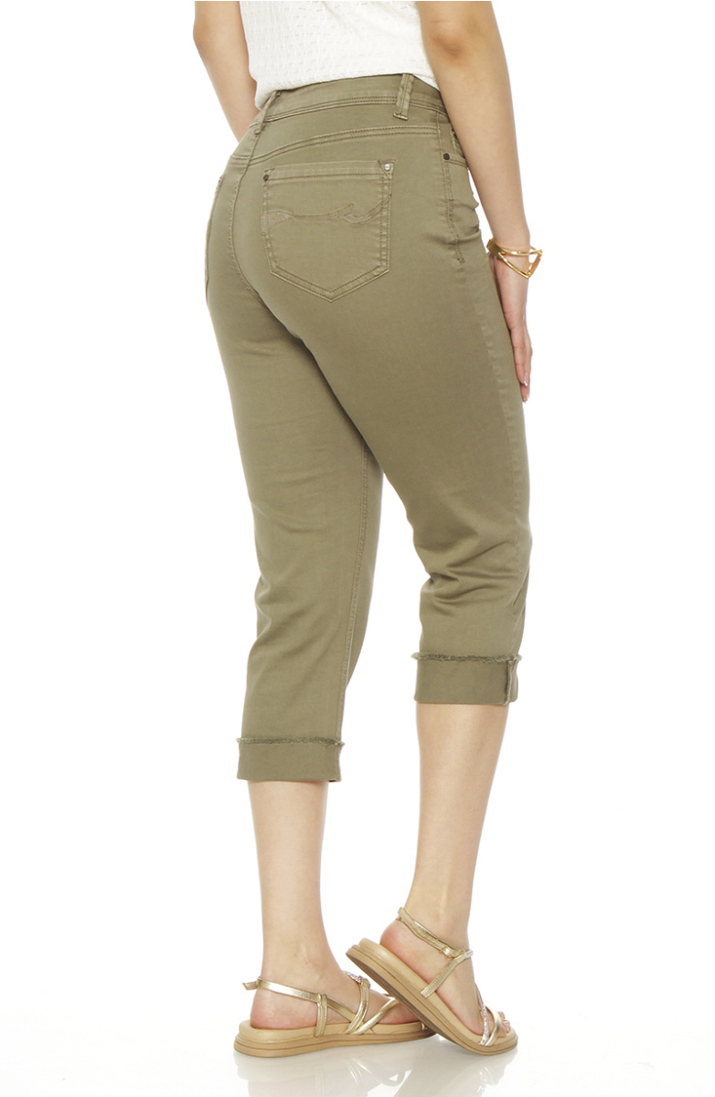 PANTALON PITILLO CROP CON BASTA ROLL UP PRETINA BASICA UN BOTON