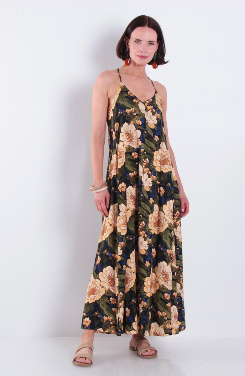 Vestido Sin Manga Estampado Escote V
