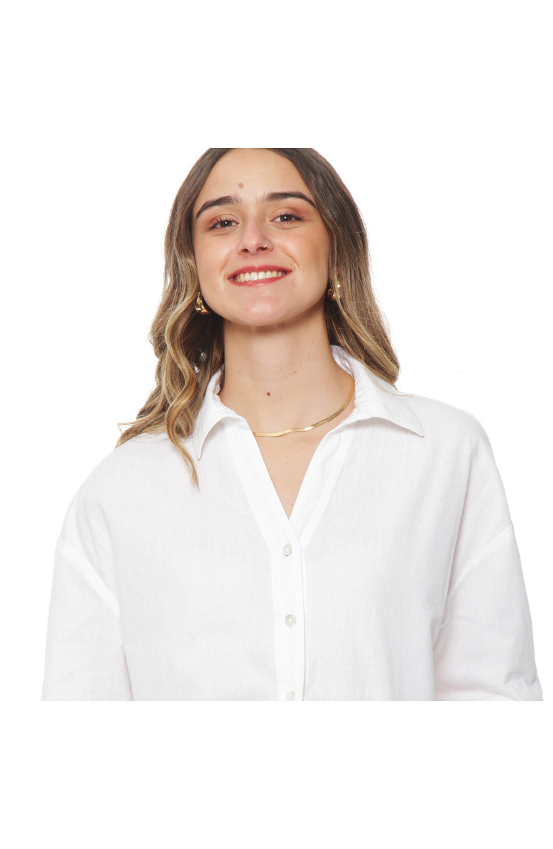 BLUSA MANGA LARGA ABOTONADA EN EL DELANTERO
