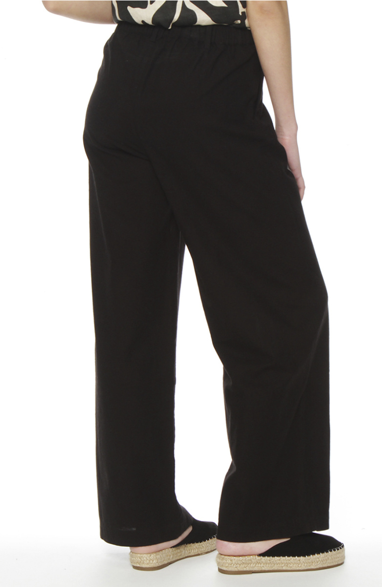 PANTALON WIDE LEG LINO TIRO ALTO PRETINA BASICA