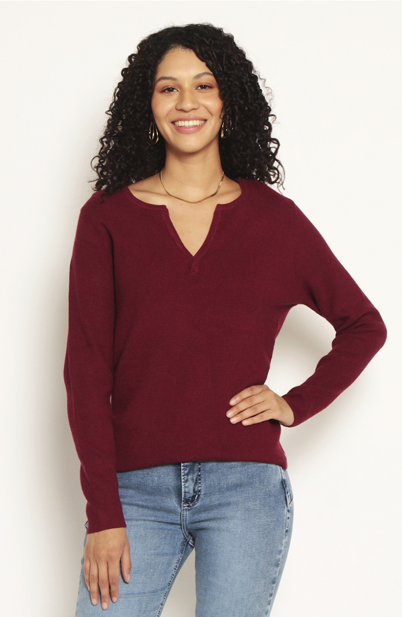 SWEATER MANGA LARGA ESCOTE V