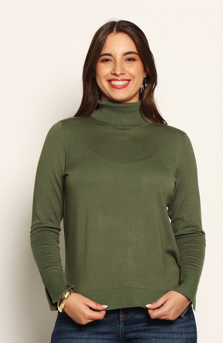SWEATER MANGA LARGA CUELLO ALTO