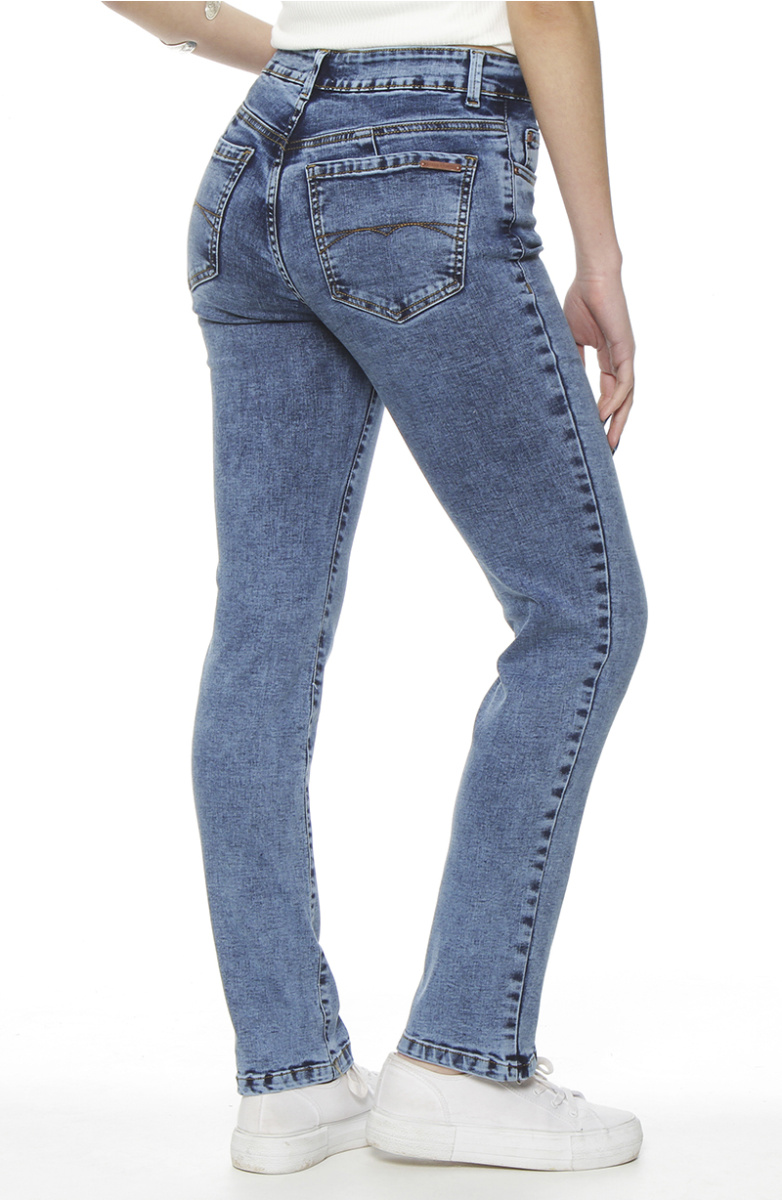 JEANS SLIM TIRO ALTO PRETINA UN BOTON PUSH UP