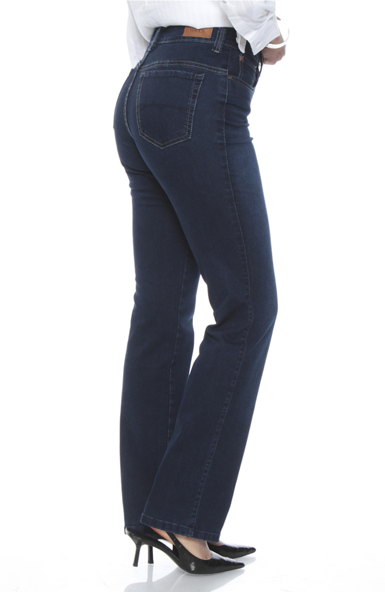 JEANS RECTO TIRO ALTO PUSH IN PUSH UP PRETINA 1 BOTON