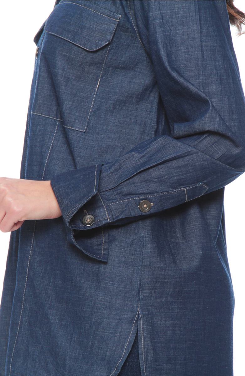 BLUSA MANGA LARGA LYOCELL ABOTONADA EN DELANTERO CON BOLSILLO