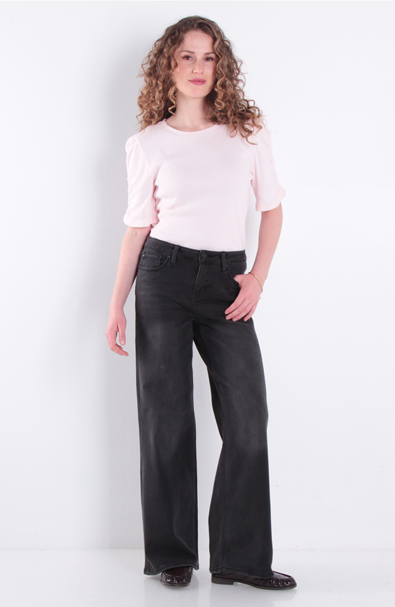 Jeans Wide Leg Ito Alto Pretina Basica 1 Boton