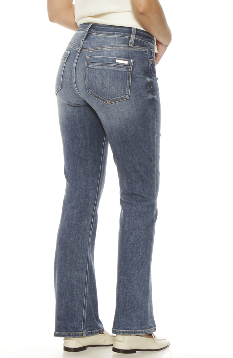JEANS RECTO TIRO ALTO PRETINA BASICA 1 BOTON