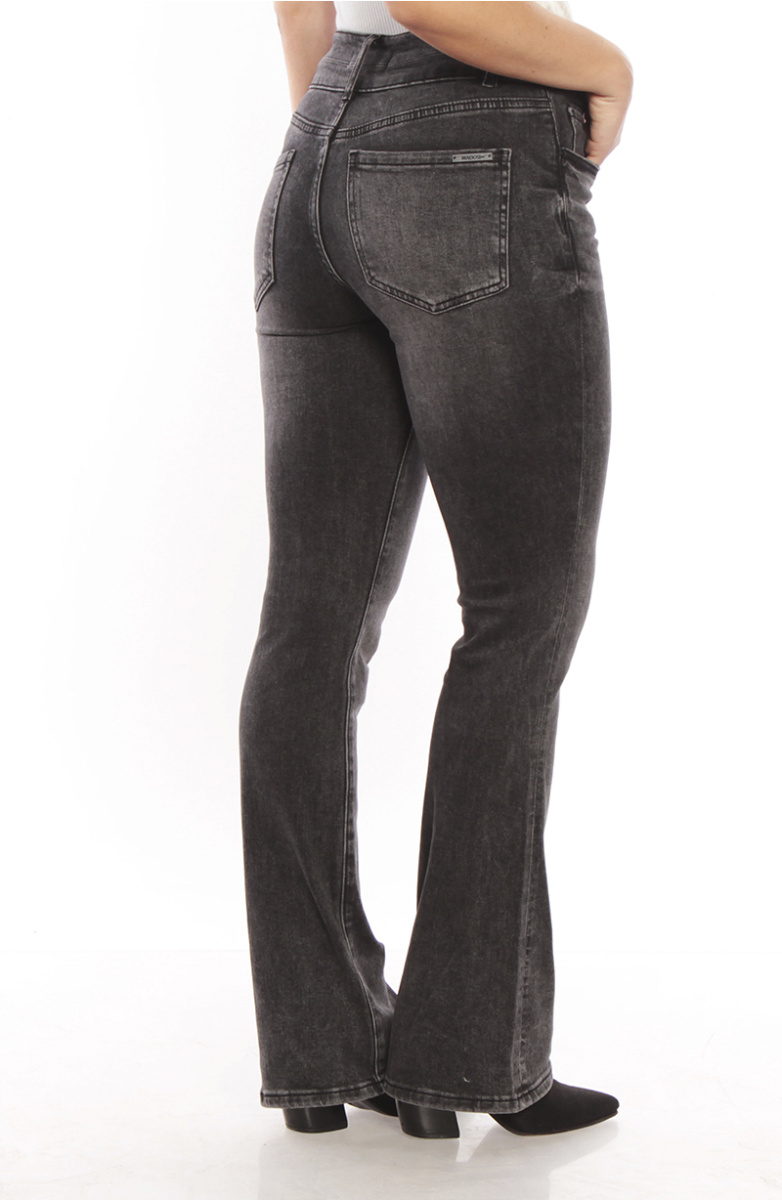 JEANS FLARE TIRO ALTO PRETINA 2 BOTONES