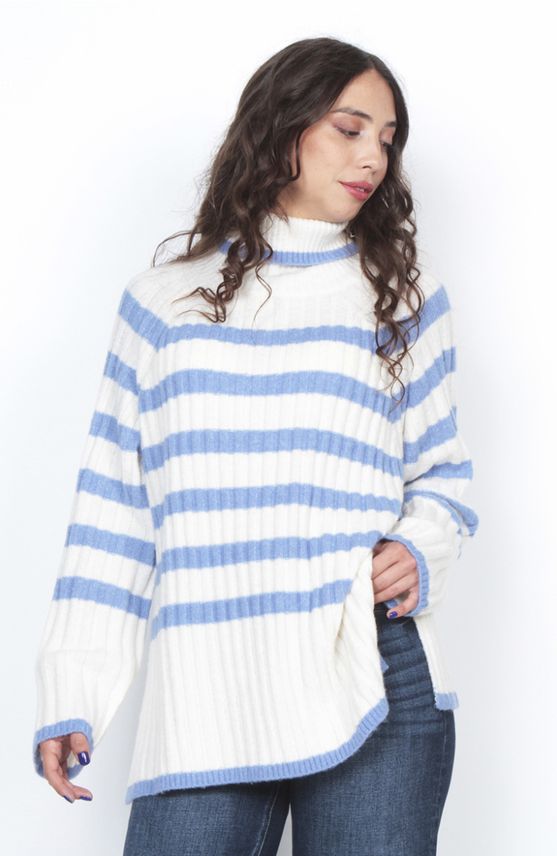 SWEATER LISTADO MANGA LARGA CUELLO ALTO