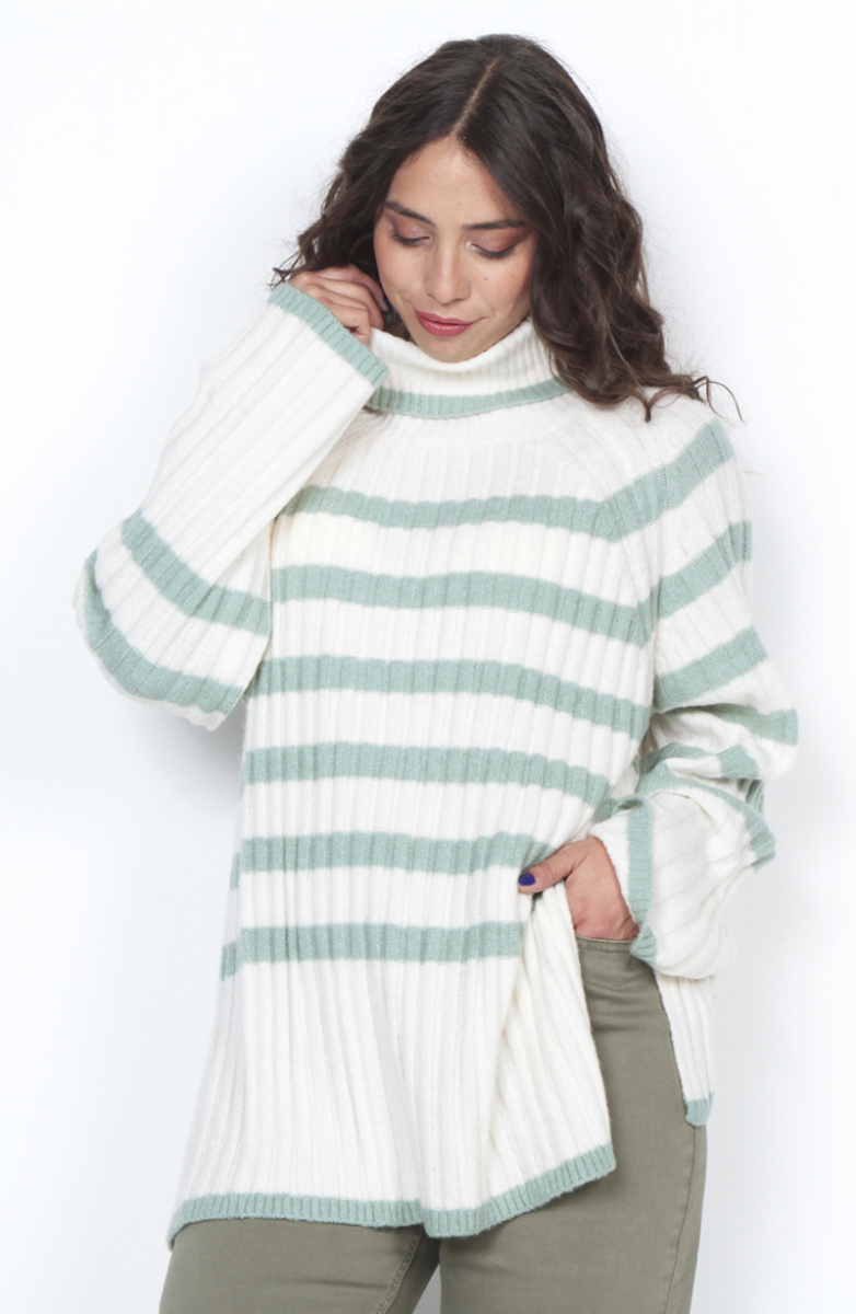 SWEATER LISTADO MANGA LARGA CUELLO ALTO