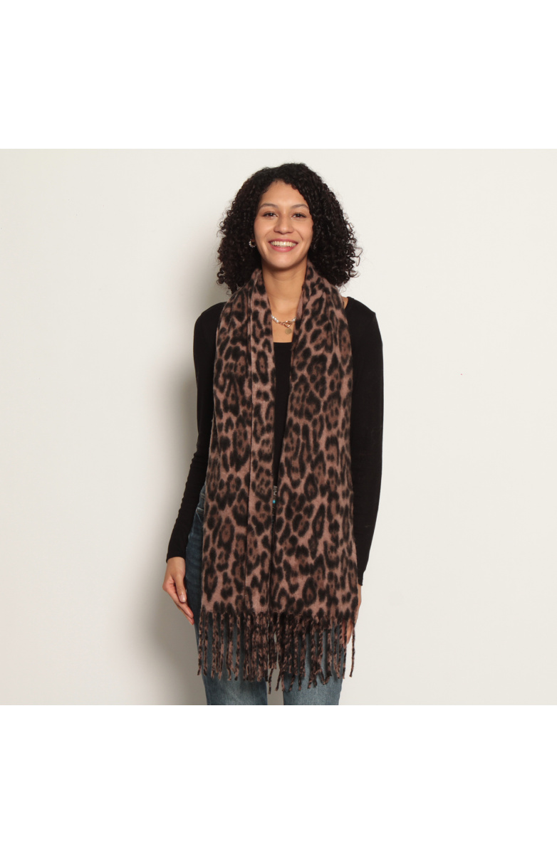 BUFANDA ANIMAL PRINT CON FLECOS