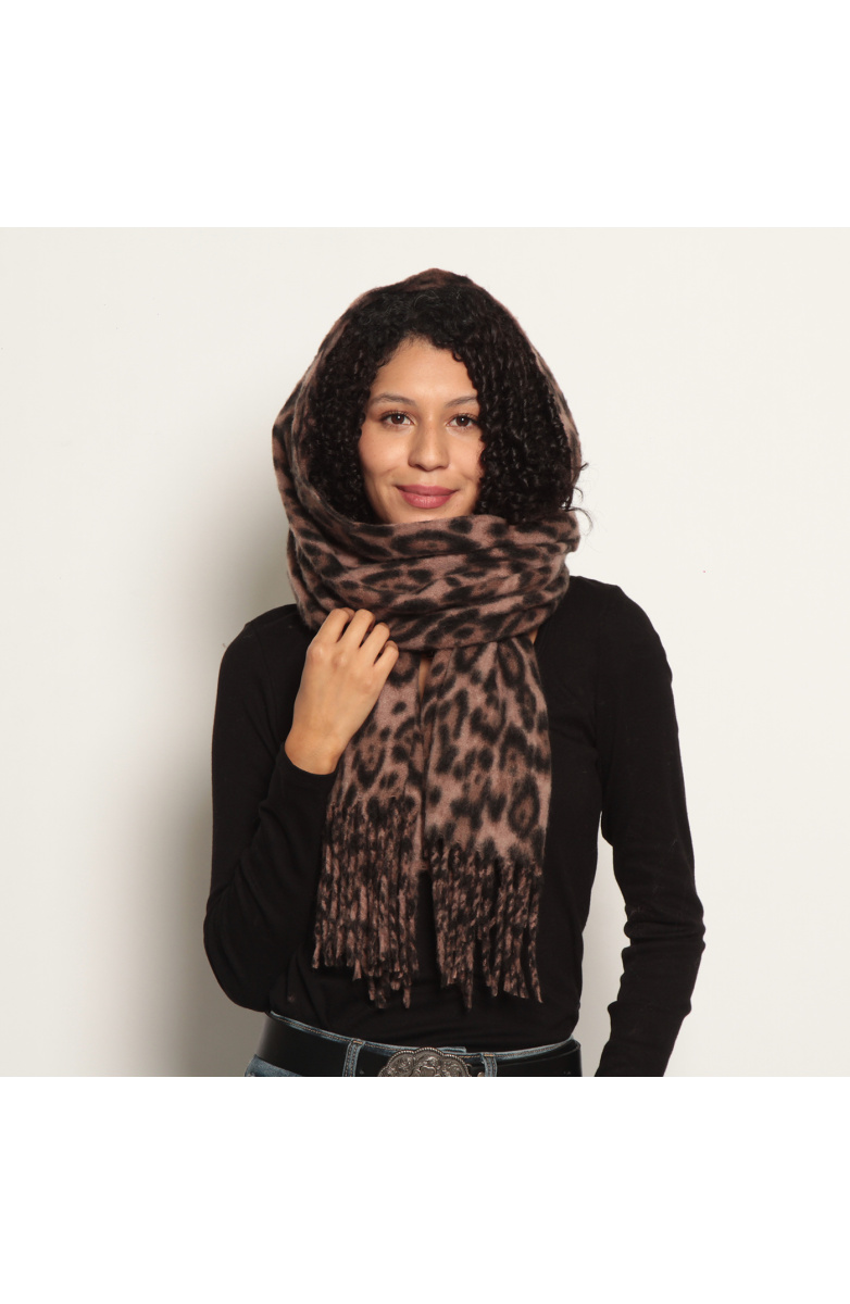 BUFANDA ANIMAL PRINT CON FLECOS