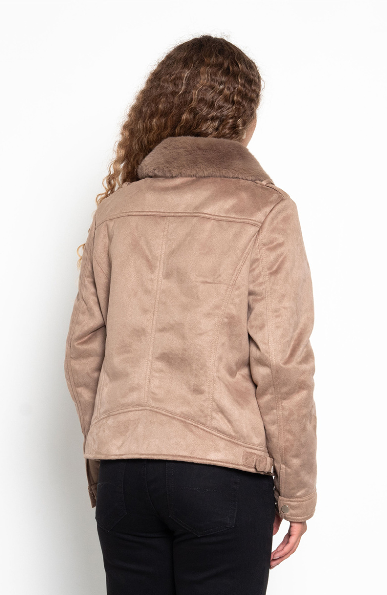 CHAQUETA MANGA LARGA CUERO ECOLOGICO CON CIERRE