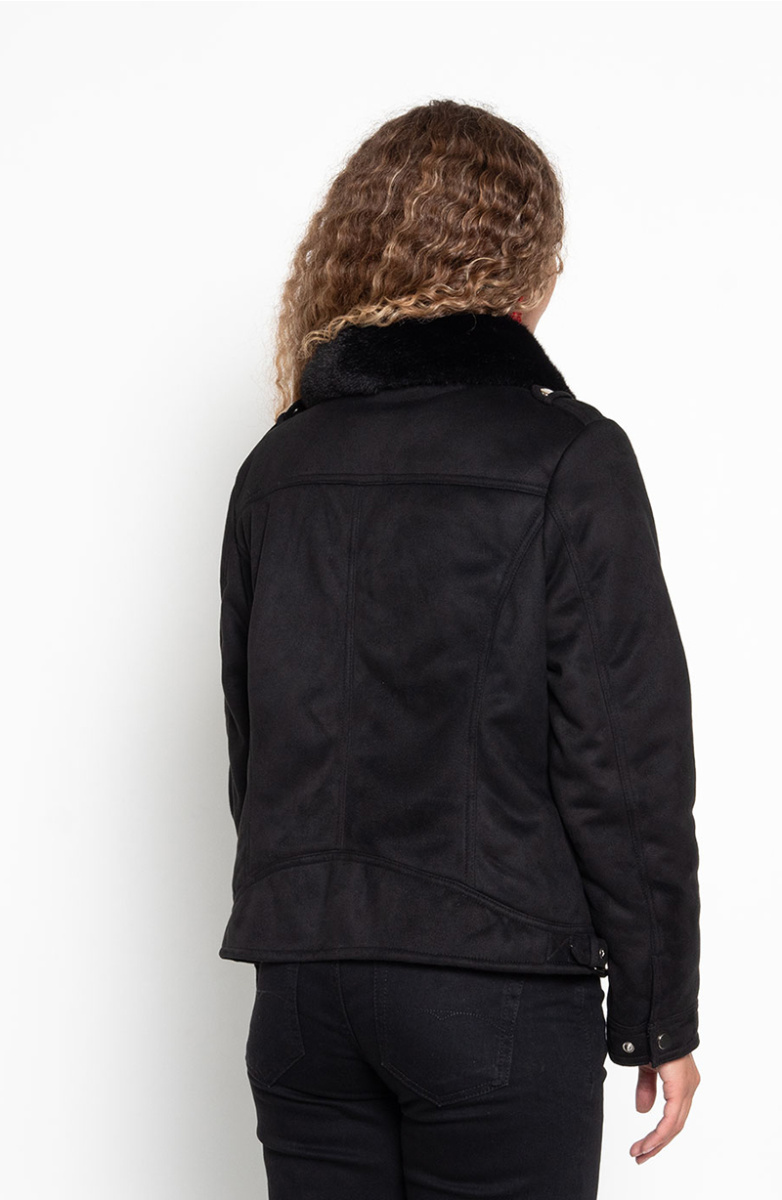 CHAQUETA MANGA LARGA CUERO ECOLOGICO CON CIERRE